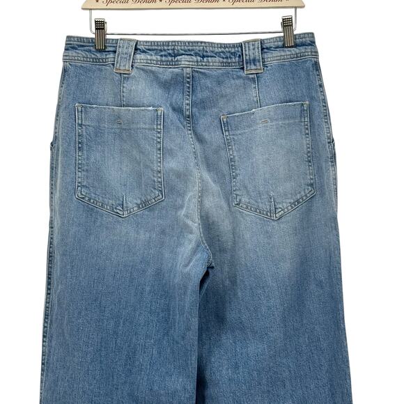 Closed Women's Aria Jeans Wide Flare Leg 32 High Waist Blue Patch Pocket Italy - Picture 4 of 12